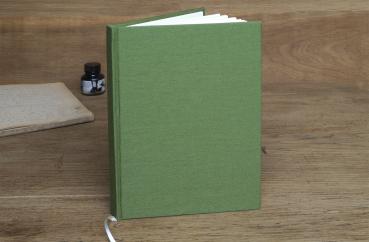 Preview: Zeichenbuch mit Bezug aus Leinen, grasgrün, Leseband